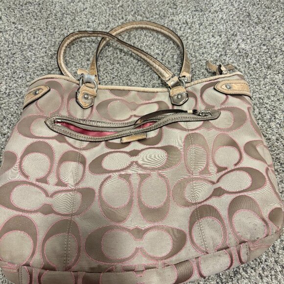 REHAB Coach Tan and Pink signature logo shoulder bag purse - Picture 1 of 7